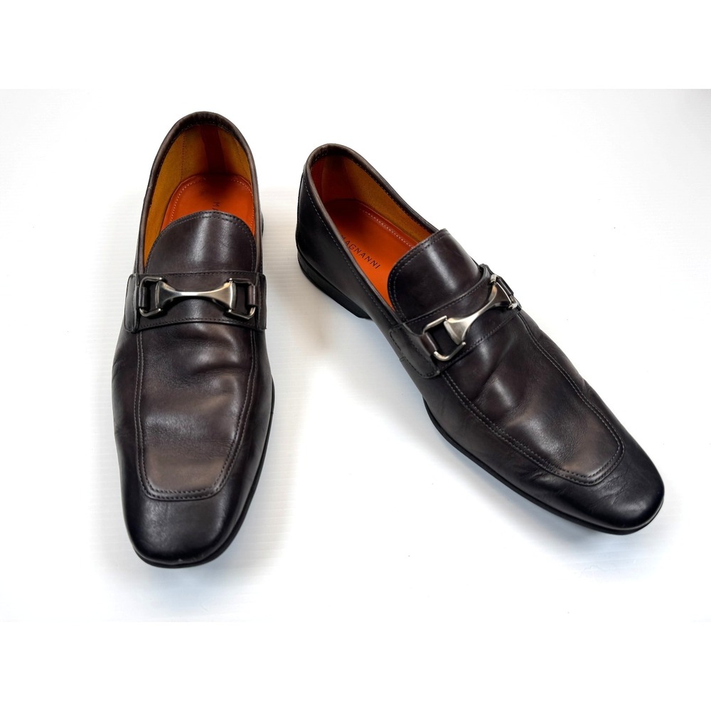 Magnanni Tazon Bit Loafer Dress Shoes Mens 10.5 Leather Square Toe Slip on Brown